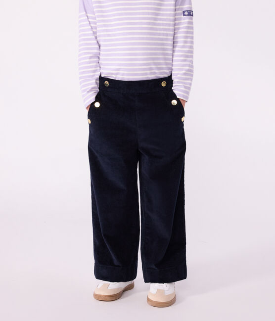 Kinder-Hose aus einfarbigem Fein-Cord blau SMOKING