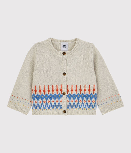 Baby-Cardigan aus Jacquard-Strick mit Wollanteil. beige MONTELIMAR CHINE