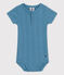 Kurzärmeliger Baby-Body aus Baumwolle mit Tunikaausschnitt blau LAVIS