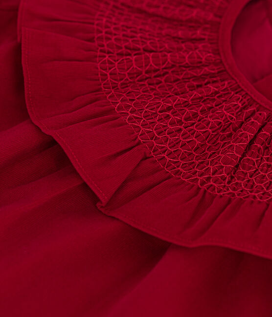 Langärmeliges Babykleid aus Feincord rot CORRIDA