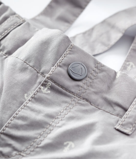 Baby-Shorts mit Trägern aus Sergestoff für Jungen grau CONCRETE/weiss MARSHMALLOW