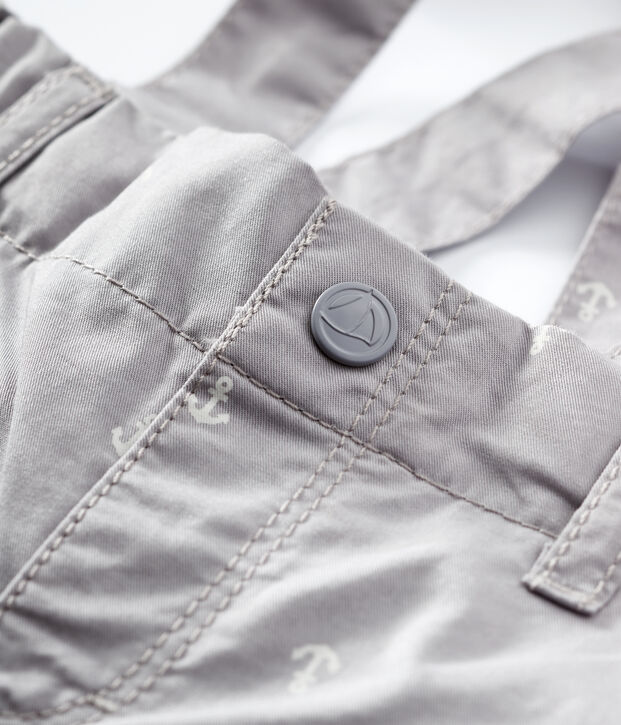 Baby-Shorts mit Tr&auml;gern aus Sergestoff f&uuml;r Jungen grau/weiss