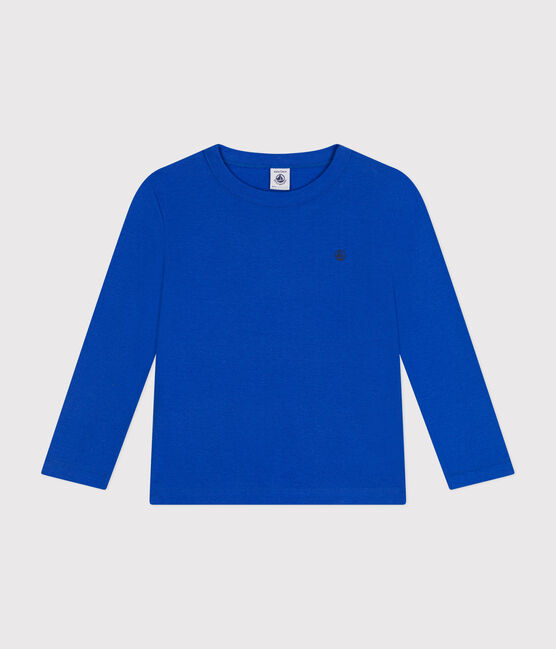 Langärmeliges Kinder-T-Shirt aus Rippstrick für Mädchen und Jungen blau CALVIN