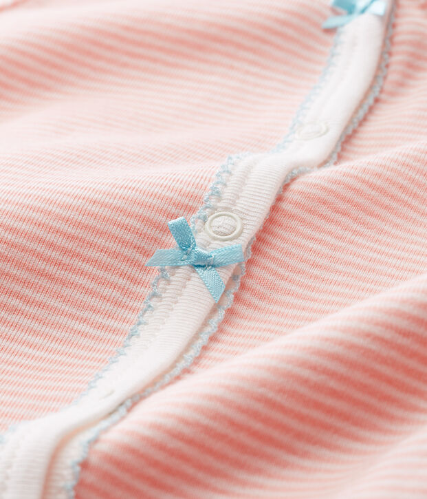 Baby-Strampler in Rippstrick f&uuml;r M&auml;dchen rosa/weiss