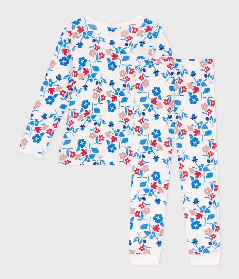 Kinder-Pyjama aus Doppeljersey mit Blumenmotiv weiss MARSHMALLOW/weiss MULTICO