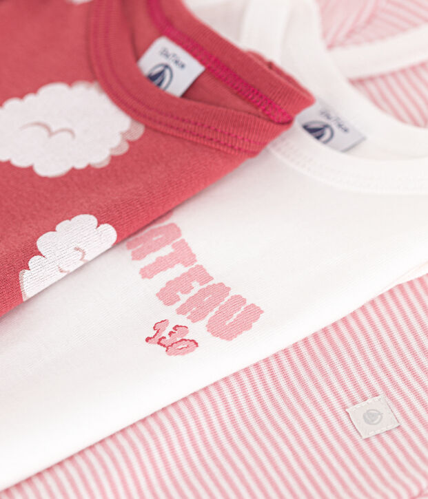 3er-Set kurz&auml;rmelige Baby-Bodys aus Baumwolle vielfarbig