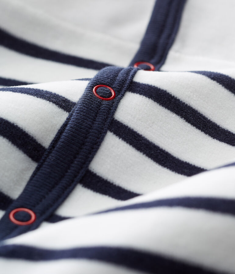 Baby-Strampler aus Nicki weiss MARSHMALLOW/blau SMOKING