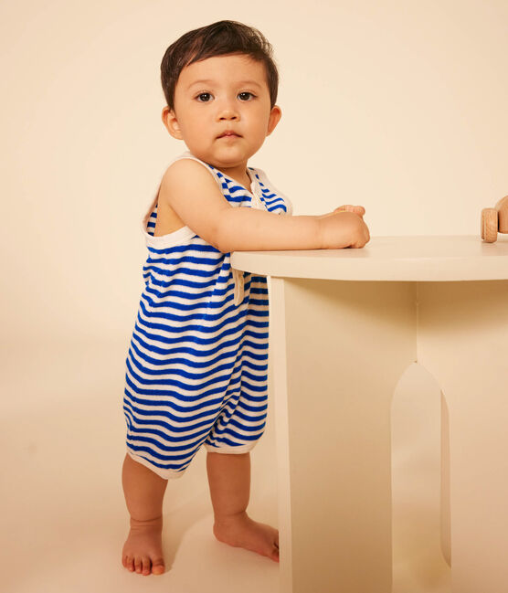 Baby-Kurzoverall aus Frottee blau SURF/ AVALANCHE