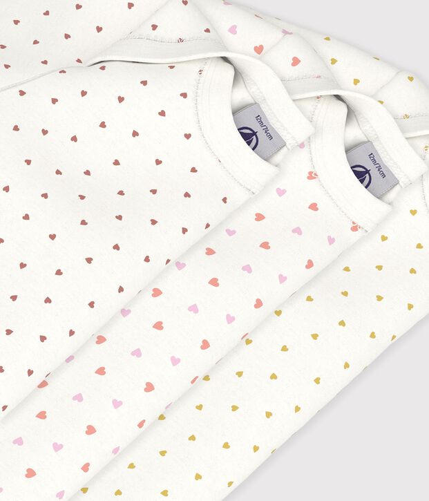 Set lang&auml;rmeliger Baby-Bodys aus Baumwolle mit kleinen Herzen vielfarbig
