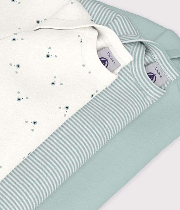 Set lang&auml;rmeliger Baby-Bodys aus Baumwolle mit B&auml;rmotiv vielfarbig