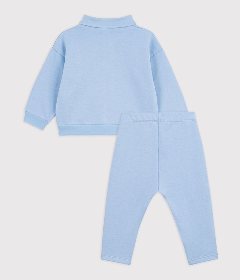 Baby-Set Sweatshirt und Hose aus einfarbiger Baumwolle blau FLO