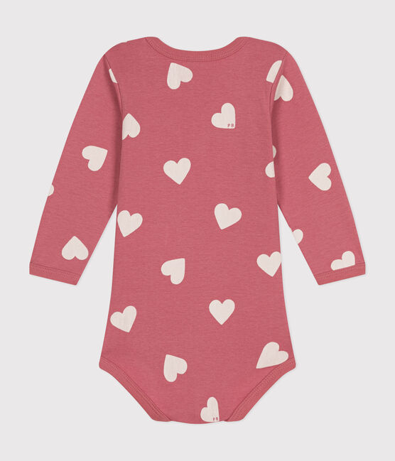 Langärmeliger Baby-Body aus Baumwolle rosa ROSEWOOD/ MARSHMALLOW