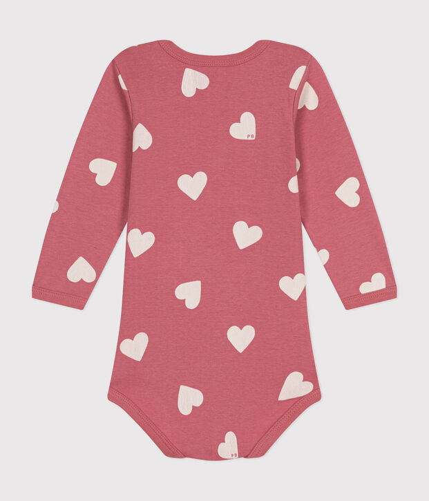 Lang&auml;rmeliger Baby-Body aus Baumwolle rosa/weiss