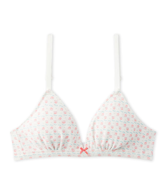 Mädchen-Triangel-BH mit Print weiss LAIT/weiss MULTICO