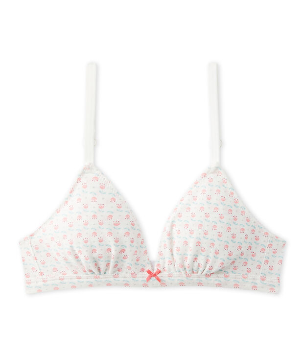 M&auml;dchen-Triangel-BH mit Print weiss/vielfarbig