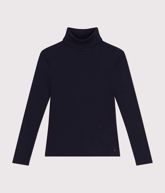 Damen-T-Shirt "L'Iconique" mit Rollkragen im 2x2-Rippstrick blau SMOKING