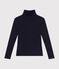 Damen-T-Shirt "L'Iconique" mit Rollkragen im 2x2-Rippstrick blau SMOKING