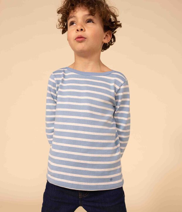 Kinder-Matrosenshirt aus Baumwolle f&uuml;r M&auml;dchen blau/beige