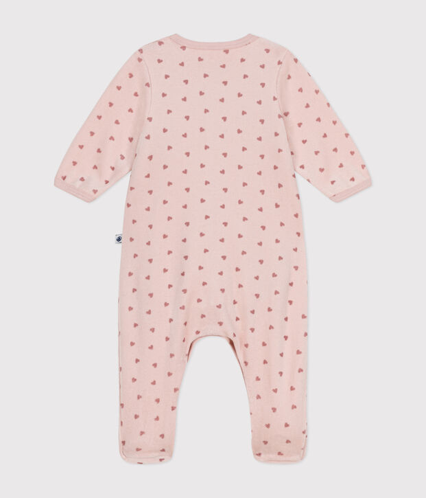 Bodyjama aus Nicki mit kleinen Herzen f&uuml;r Babys rosa/rosa