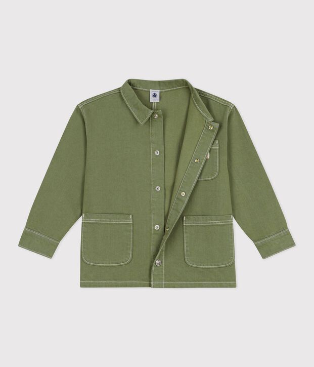 Kinder-Jacke aus einfarbiger Baumwolle OLIVINE
