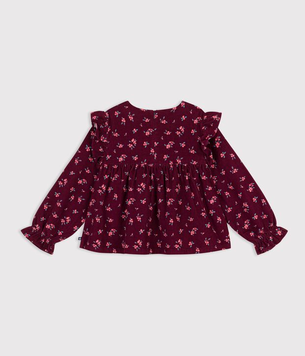 Lang&auml;rmelige Kinder-Bluse aus gemusterter Baumwolle rot/vielfarbig