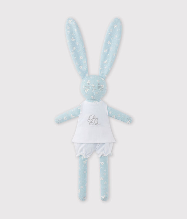Bedruckter Kuschelhase blau/weiss