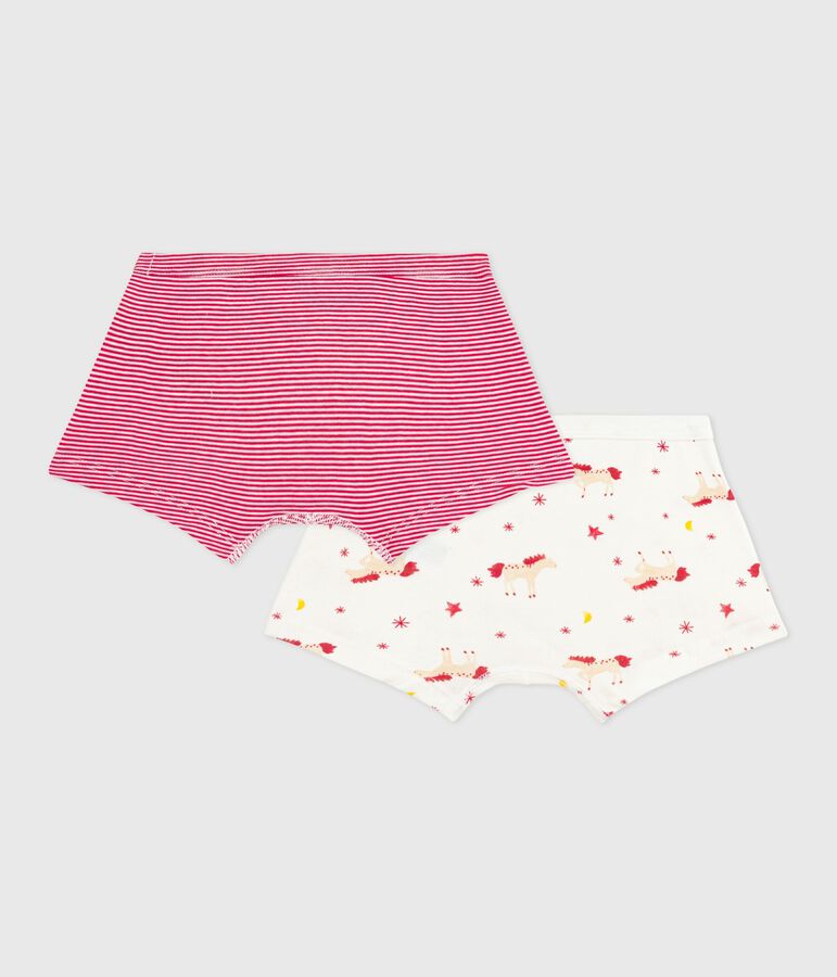 Set Kinder-Boxershorts mit &uuml;berzogenem Bund aus Baumwolle mit Pferd-Motiv vielfarbig