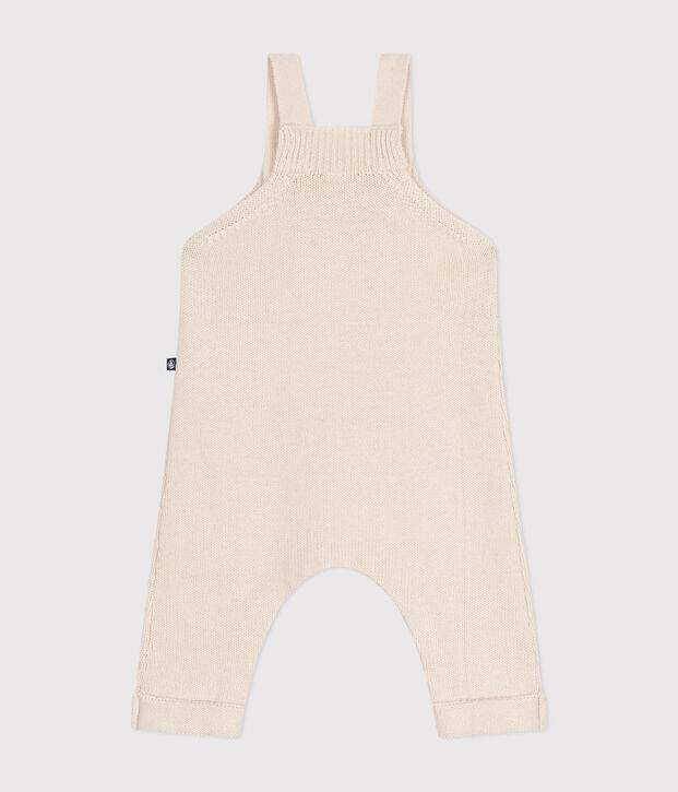 Baby-Latzhose aus Woll- und Baumwollstrick naturfarben