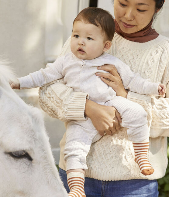 Langer Baby-Overall aus Rippstrick beige MONTELIMAR CHINE