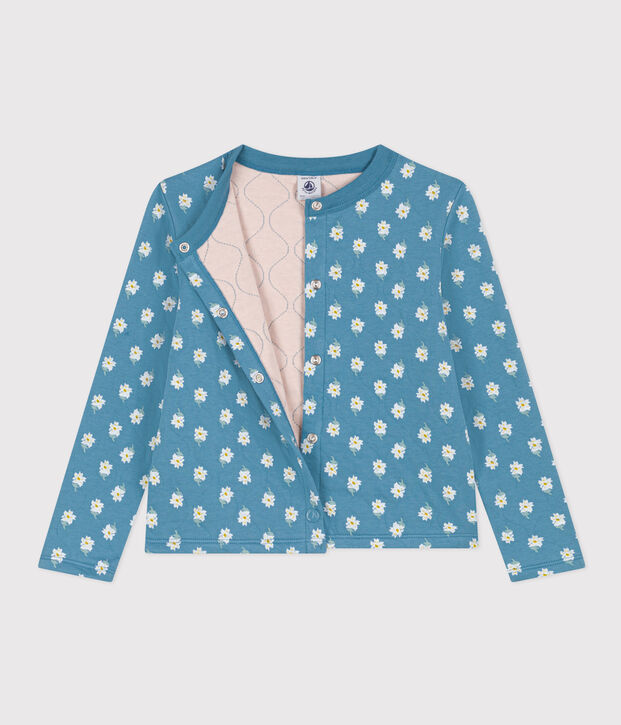 Kinder-Cardigan aus gestepptem Doppeljersey mit Aufdruck f&uuml;r M&auml;dchen blau/vielfarbig