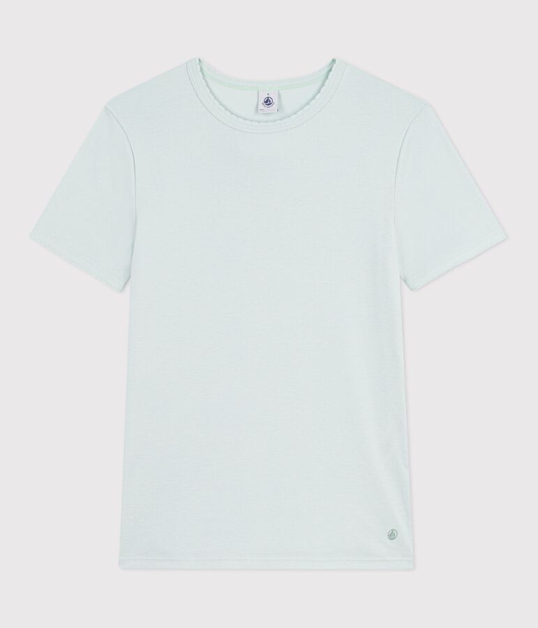 Kurz&auml;rmeliges Damen T-Shirt aus einfarbiger Baumwolle blau