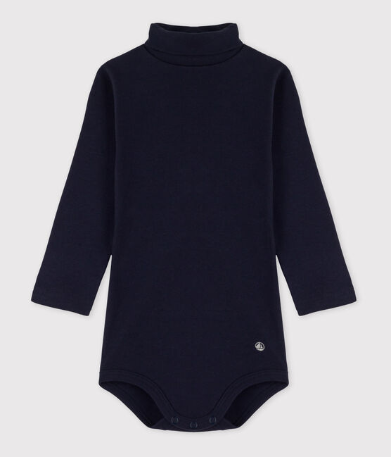 Langärmeliger Baby-Body aus Baumwolle mit Rollkragen blau SMOKING