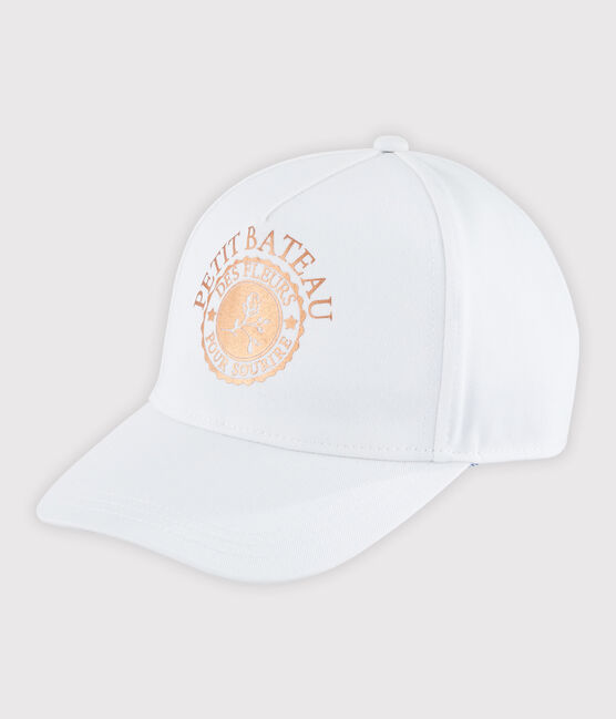 Kinderschirmmütze aus Twill für Mädchen weiss MARSHMALLOW