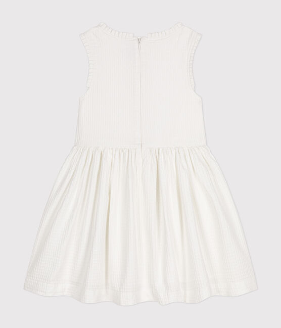Ärmelloses Mädchenkleid aus gemusterter Baumwolle  weiss MARSHMALLOW