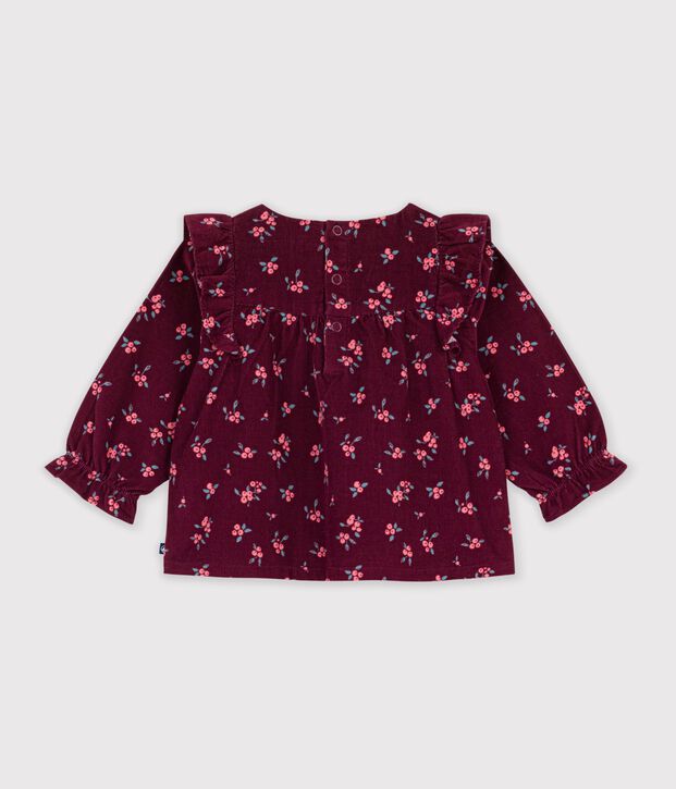 Lang&auml;rmelige Baby-Bluse aus Feincord mit Blumenmuster rot/vielfarbig