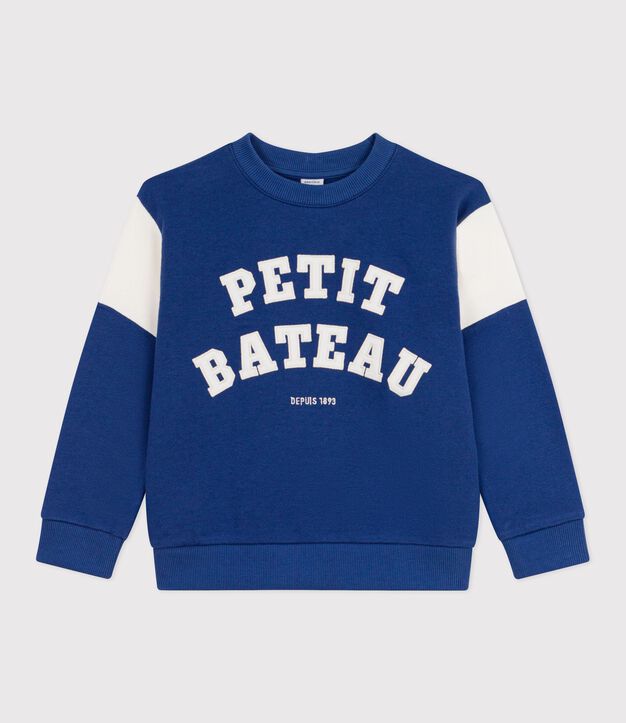 Kinder-Sweatshirt aus Baumwolle blau/naturfarben