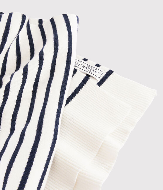 Gestreepte katoenen sjaal Dames/Heren weiss MARSHMALLOW/blau SMOKING