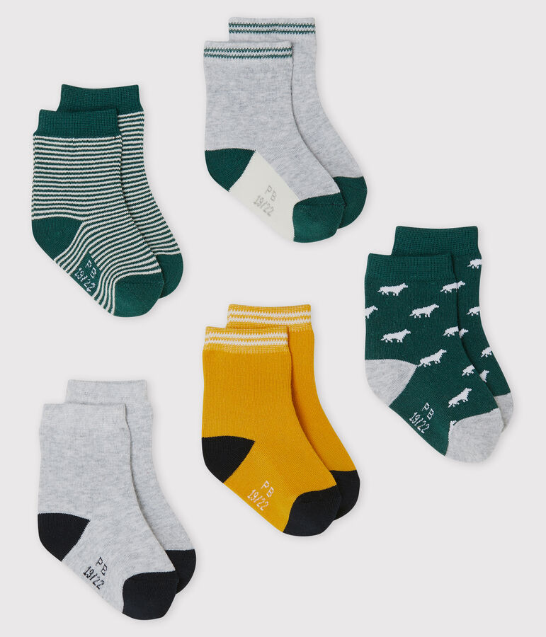 5er-Set Babysocken f&uuml;r Jungen gr&uuml;n/vielfarbig