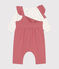 Baby-Set Latzhose aus Molton und T-Shirt aus Baumwolle rosa ROSEWOOD/ MULTICO