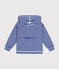 Gestreiftes Kinder-Sweatshirt mit Kapuze aus Bouclé-Frottee blau SURF/ AVALANCHE