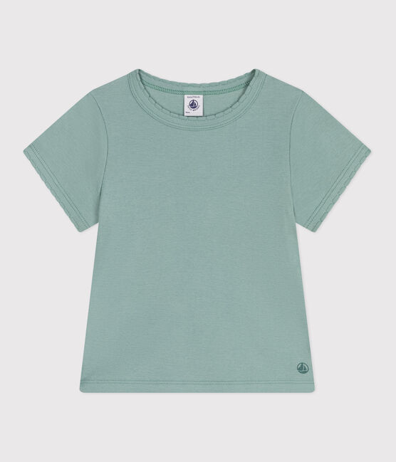 Kurzärmeliges Kinder-T-Shirt aus einfarbiger Baumwolle grün PAUL