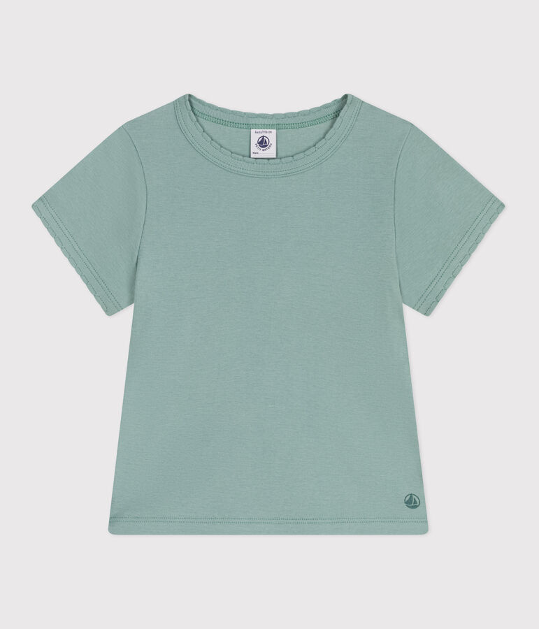 Kurz&auml;rmeliges Kinder-T-Shirt aus einfarbiger Baumwolle gr&uuml;n