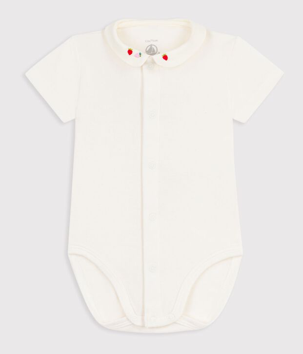 Kurz&auml;rmeliger Baby-Body aus Baumwolle mit Stickereien rosa/rosa