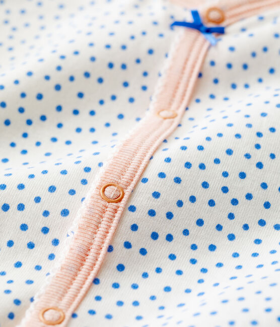 Kurzer Baby-Einteiler aus Bio-Baumwolle mit Pünktchenmuster weiss MARSHMALLOW/blau BRASIER