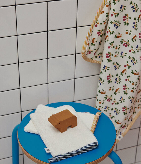 Baby-Badecape und Waschlappen mit Obstmotiv MARSHMALLOW/ BOUDOR/ MULTICO