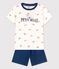 Kinder-Kurzpyjama aus Baumwolle mit Krabbenmotiv für Jungen weiss MARSHMALLOW/weiss MULTICO