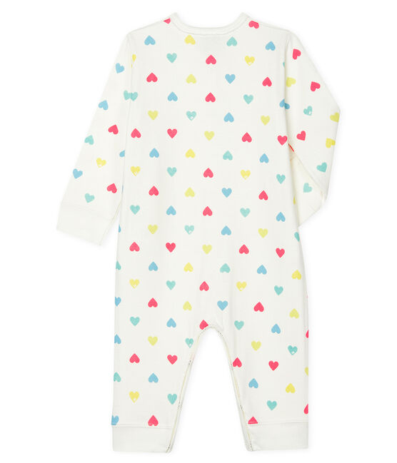Baby-Strampler ohne Fuß aus Doppeljersey für Mädchen weiss MARSHMALLOW/weiss MULTICO