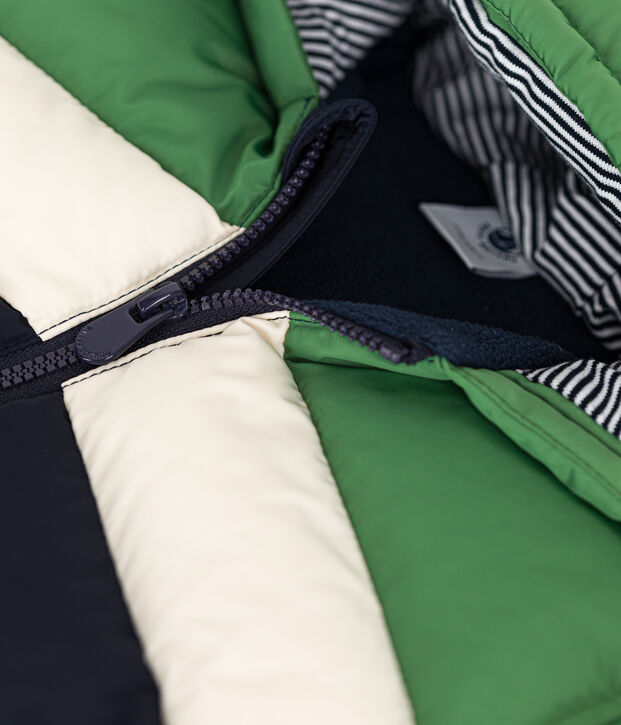Baby-Winterjacke mit Kapuze im Colorblock gr&uuml;n/vielfarbig