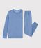 Kinder-Pyjama aus einfarbigem Baumwoll-Frottee blau