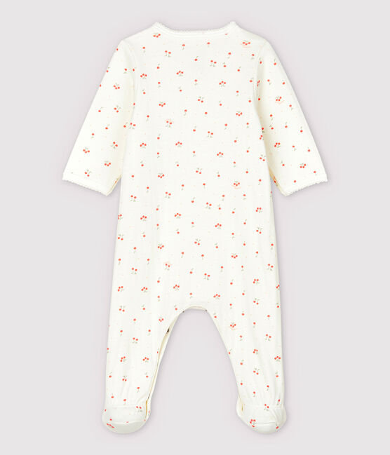 Baby-Bodyjama mit Kirschen-Motiv, aus Doppeljersey aus Bio-Baumwolle weiss MARSHMALLOW/weiss MULTICO